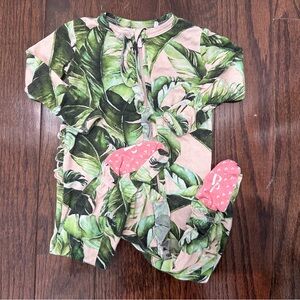 Posh Peanut Green Leaf Print One Piece